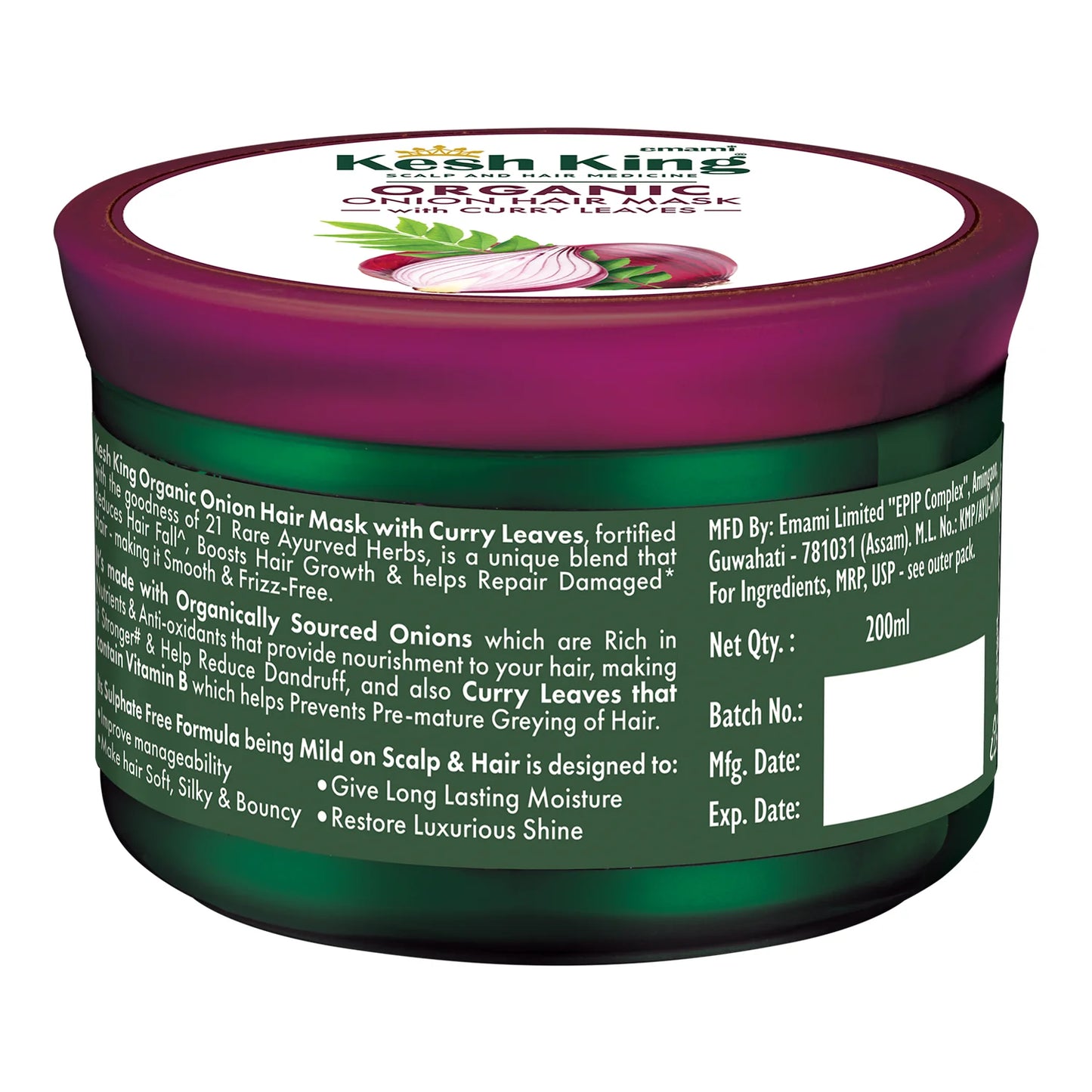 قناع شعر كيش كينغ العضوي بالبصل وأوراق الكاري - 200 مل - Kesh King Organic Onion Hair Mask With Curry Leaves - 200ml