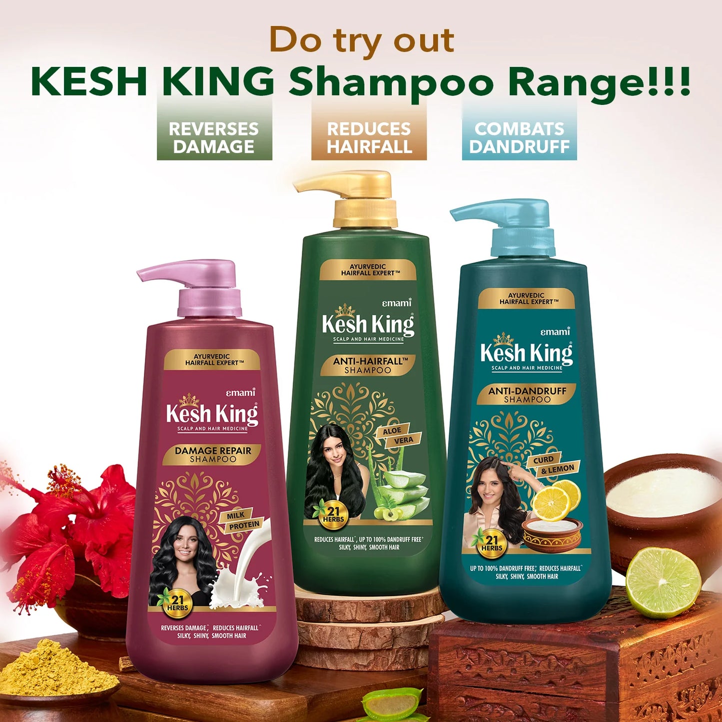 شامبو كيش كينغ الآيروفيدي لإصلاح الشعر التالف 600 مل - Kesh King Ayurvedic Damage Repair Shampoo 600ml