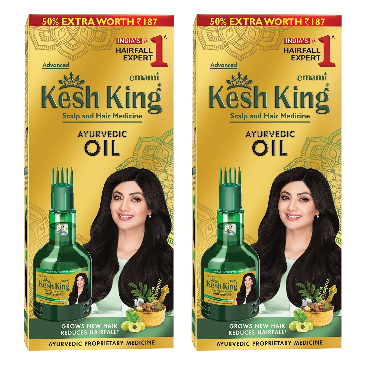 زيت كيش كينغ الطبي بالأعشاب 300 مل (عبوة من 2) - Kesh King Ayurvedic Medicinal Oil 300ml (Pack of 2)