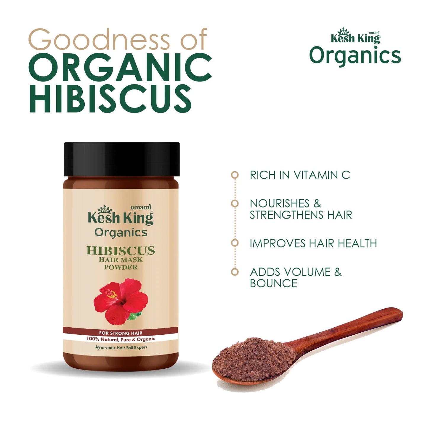 كِيش كينغ أورجانيكس مسحوق الكركديه العضوي 100غ - Kesh King Organics Organic Hibiscus Powder 100g