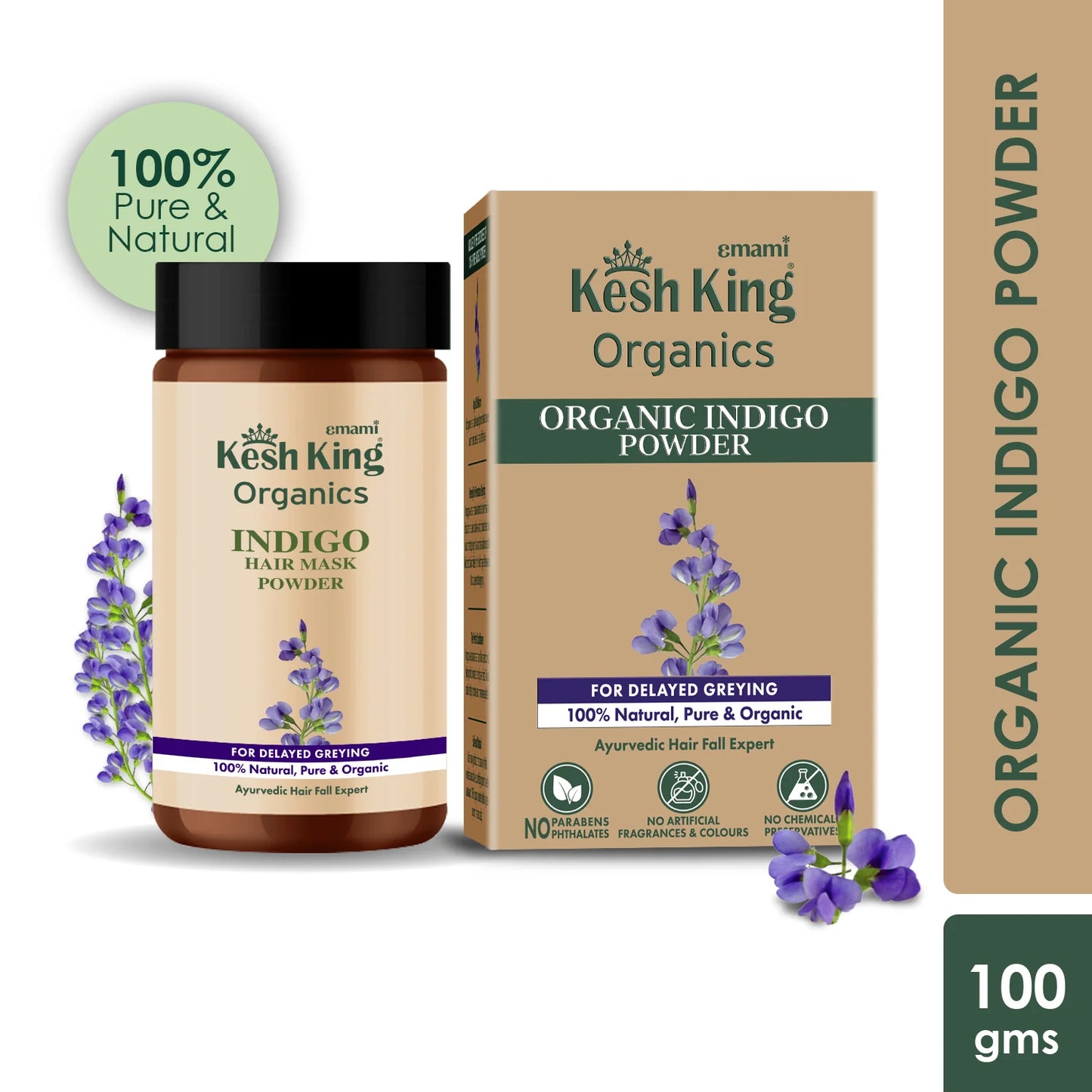 كش كينغ أورغانيكس مسحوق النيلي العضوي 100غ - Kesh King Organics Organic Indigo Powder 100g