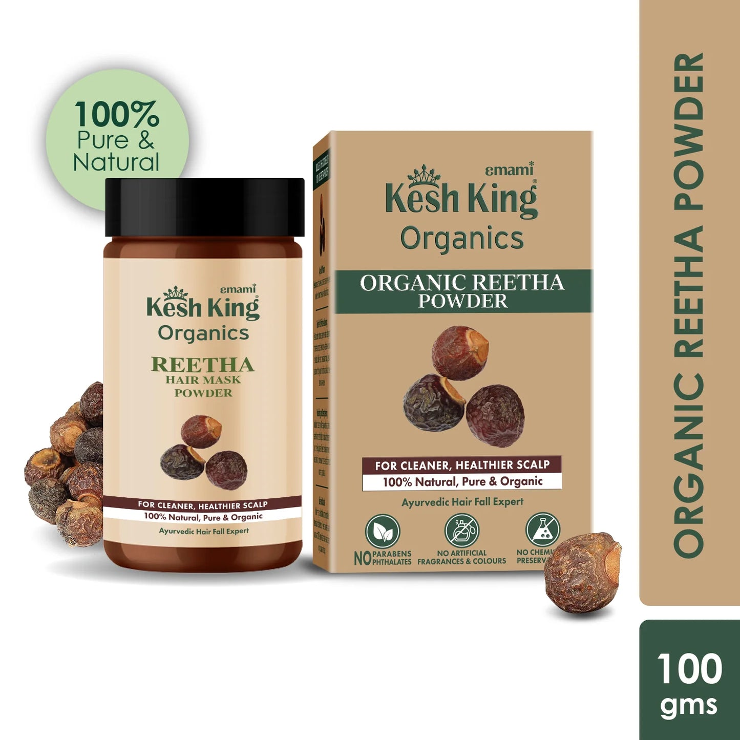 كِيش كينغ أورجانيك مسحوق الريثا العضوي 100 جرام - Kesh King Organics Organic Reetha Powder 100g